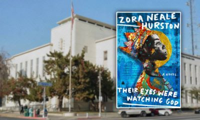 Photo of FUSD and the cover of the novel "Their Eyes Were Watching God"