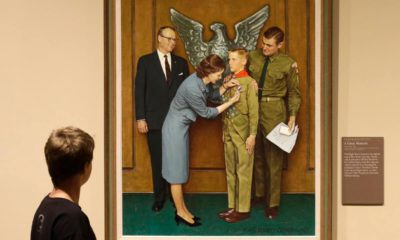 Photo of one of the twenty-three original, Boy Scout-themed Norman Rockwell paintings during an exhibition at the Church History Museum in Salt Lake City