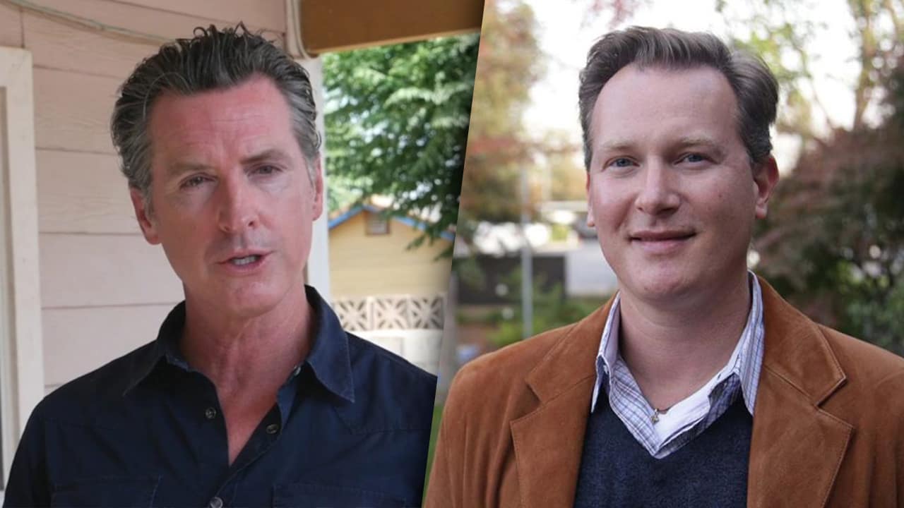 Photo combination of Gov. Gavin Newsom and Sen. Andreas Borgeas