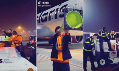 Screenshots of a TikTok video that was filmed at the Fresno Airport
