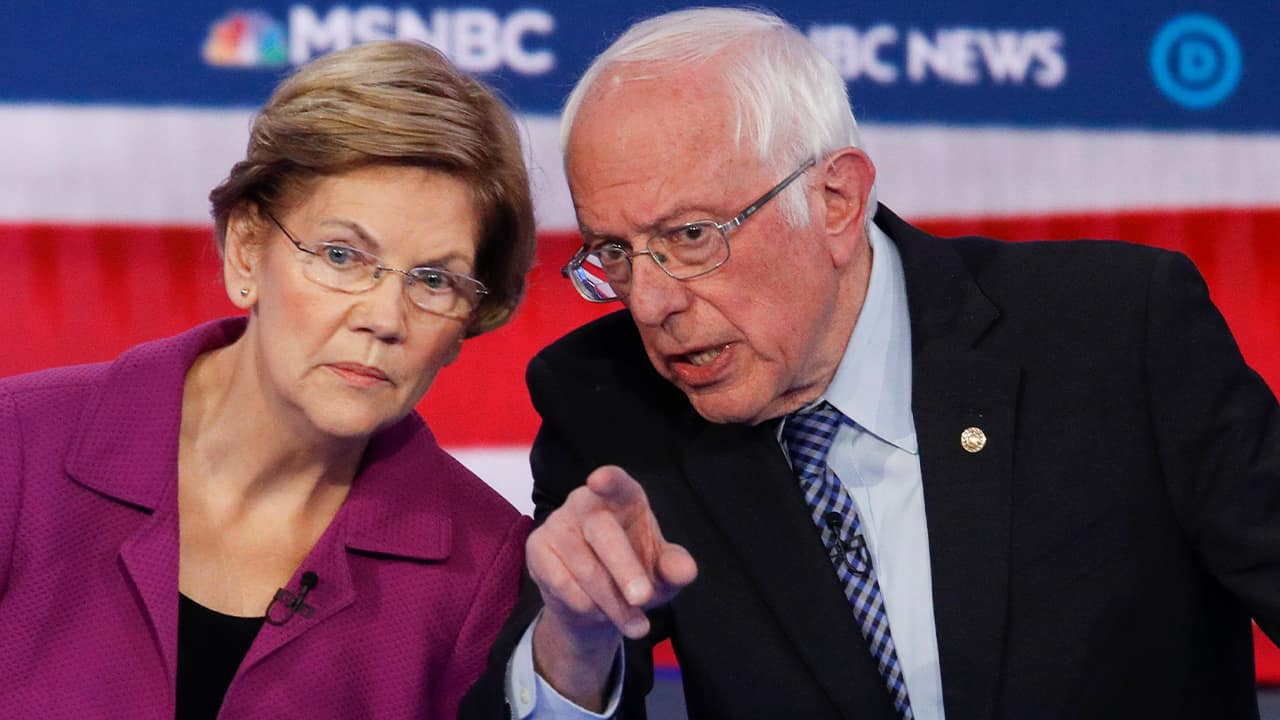Photo of Elizabeth Warren and Bernie Sanders