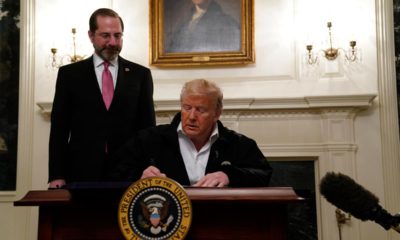 Photo of President Donald Trump signing an $8.3 billion bill to fight the coronavirus outbreak in the U.S.
