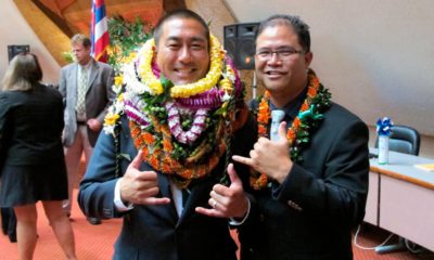 Photo of former Hawaii Rep. Derek Kawakami, left, and Rep. James Tokioka, right, both of Kauai