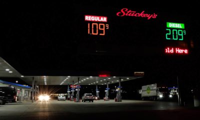 Photo of a gas station showing gas prices