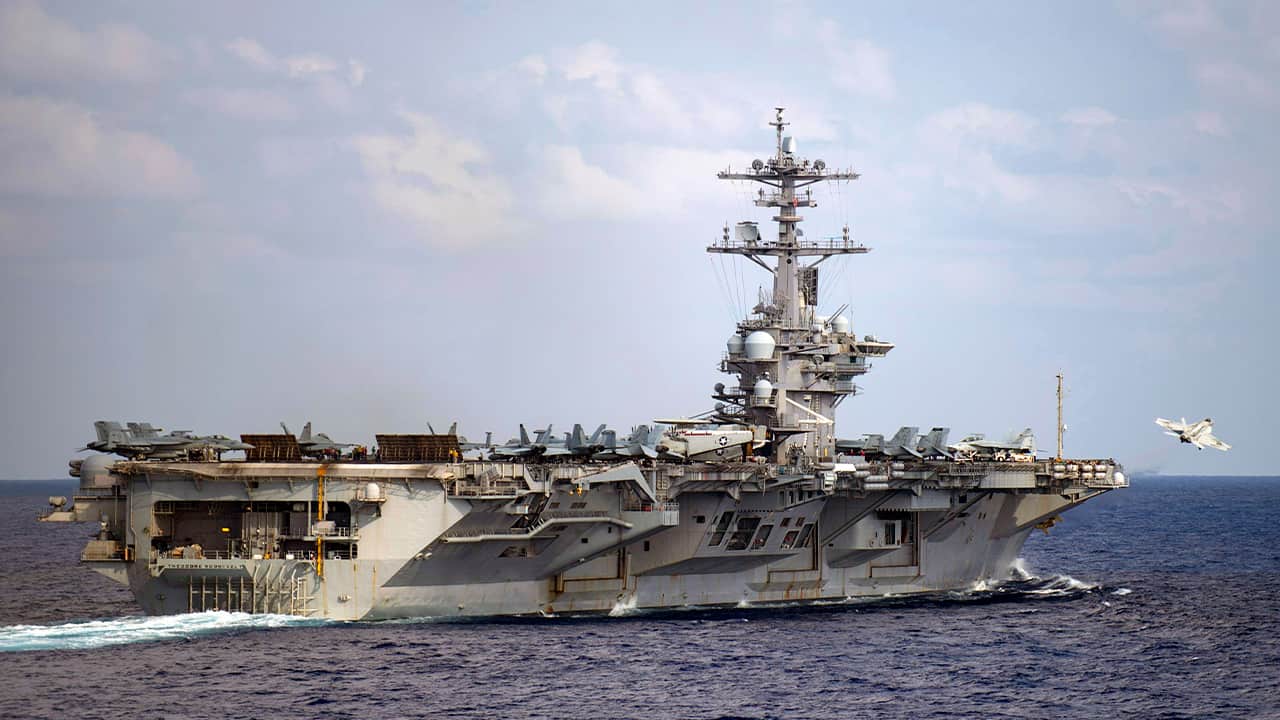 Photo of the aircraft carrier USS Theodore Roosevelt