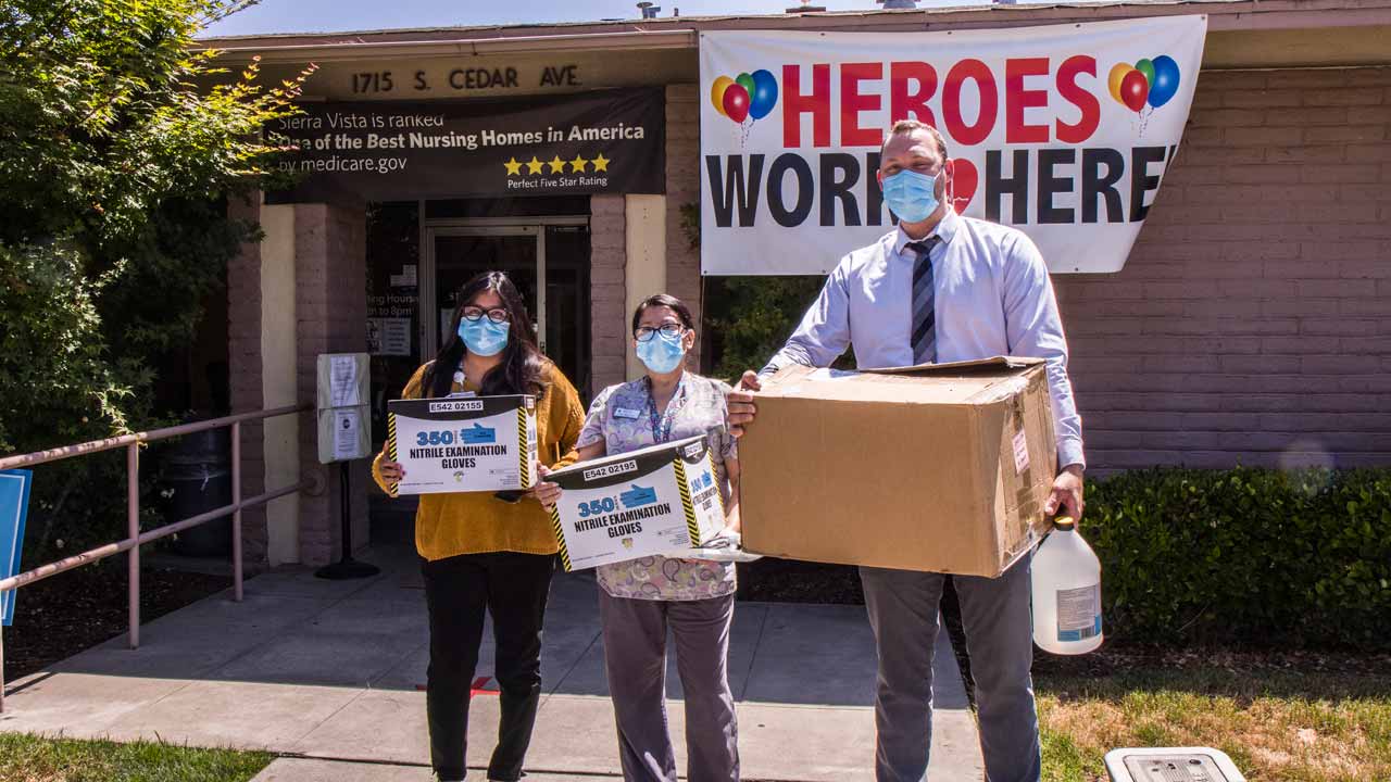 Photo of donated PPE in Fresno, California