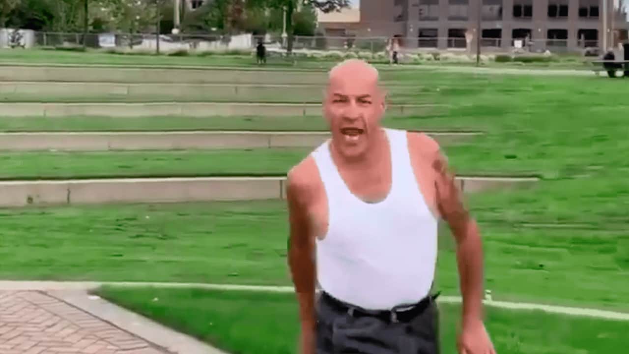 Screen grab image of smack-talking, 59-year-old playground basketball player