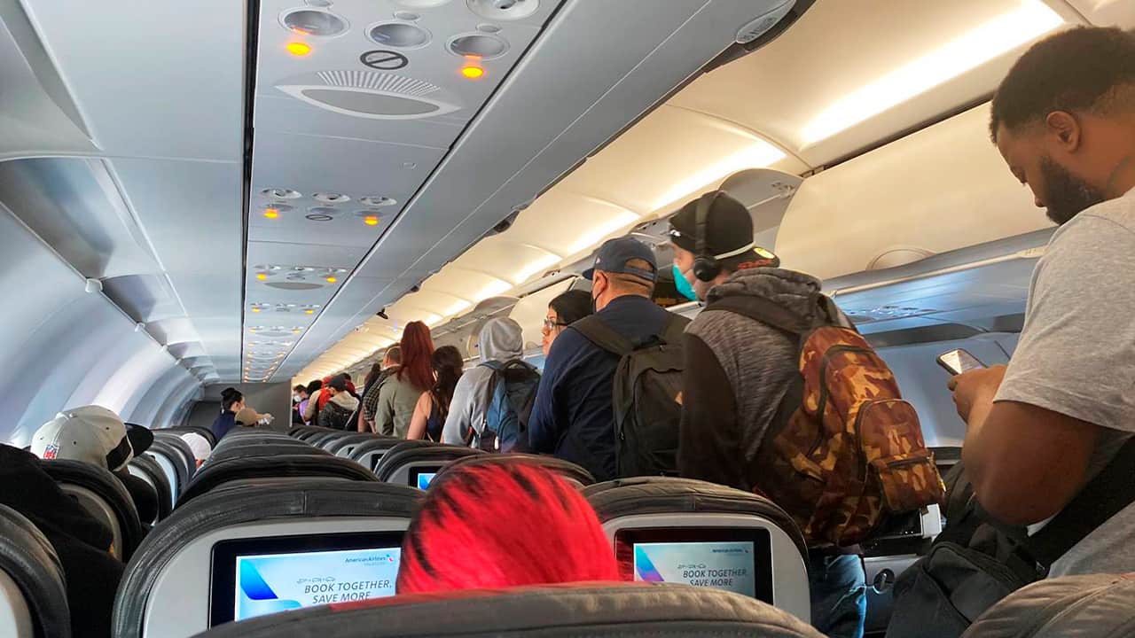 Photo of plane passengers