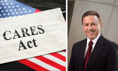 Side by side images of Cares Act headline against an America Flag and Fresno City Councilman Garry Bredefeld