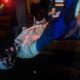 Photo of a toppled Jefferson Davis statue