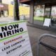 Photo of a now hiring sign