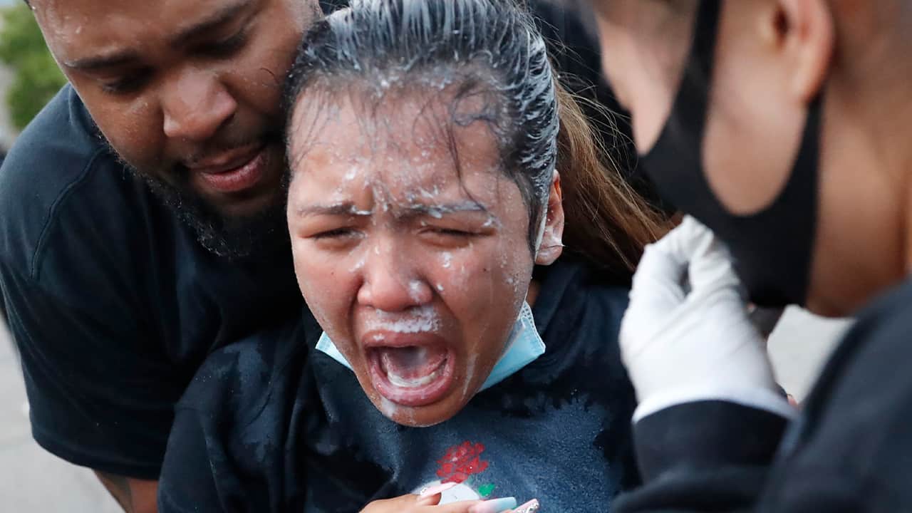 Photo of a girl after being pepper sprayed
