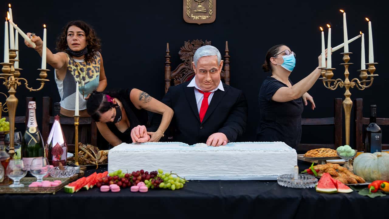 Photo of an installation depicting Prime Minister Benjamin Netanyahu
