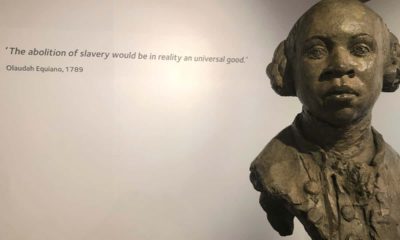 Photo of a sculpture of former slave and later abolitionist, writer Olaudah Equiano