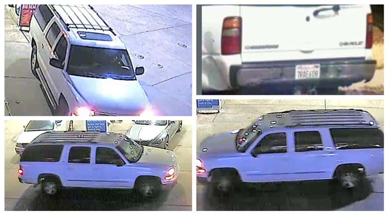 A four-panel collage of 2002 Chevrolet Suburban belonging to homicide victim Tina Woods, 39, of Fresno, California